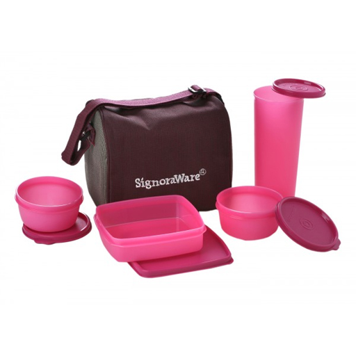 Signoraware Best Lunch Box Jumbo with Bag (Magenta) (Product Code: 519)